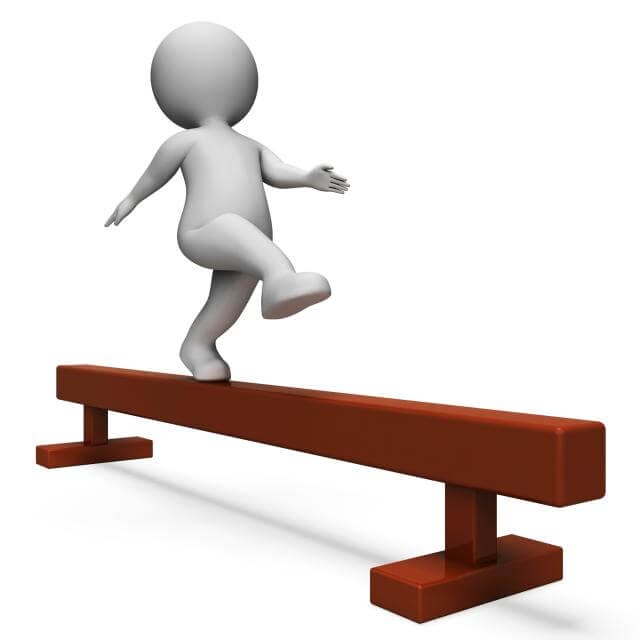 3D figure balancing on a beam, symbolizing organizational balance and growth, only available at Elevate Your Organization's Culture and Performance With CEEK.