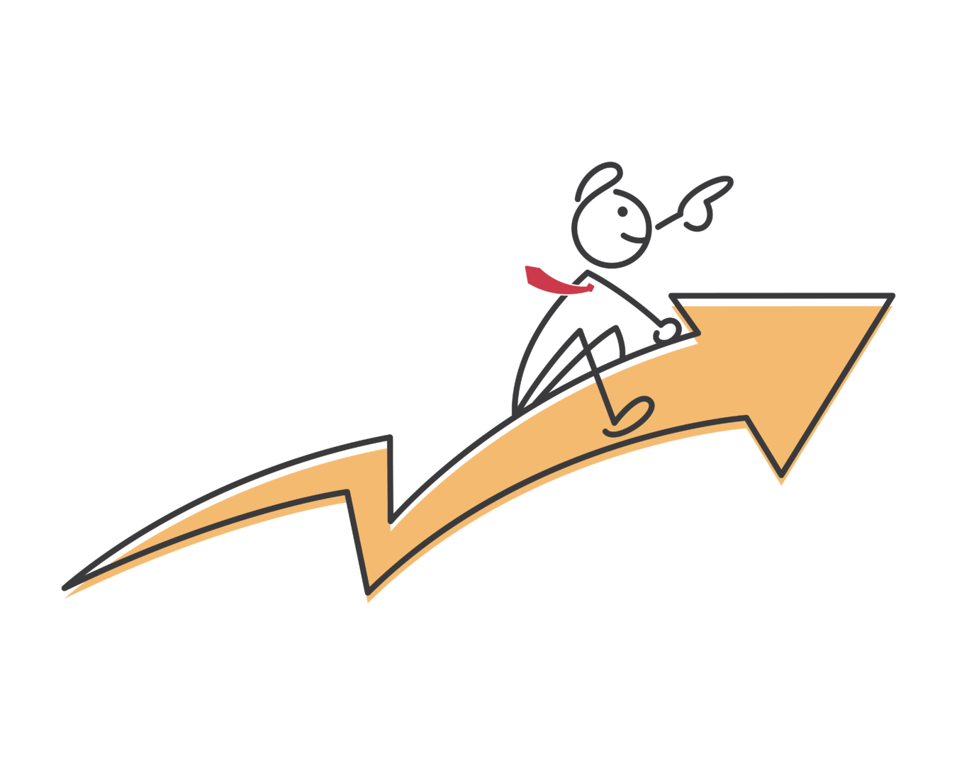 Man riding an upward arrow, symbolizing growth and success, featured in Elevate Your Organization's Culture and Performance With CEEK.