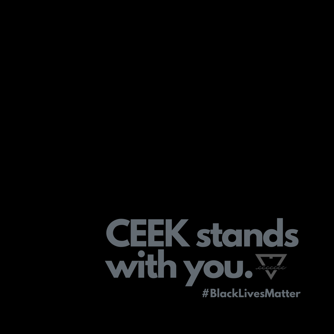 CEEK stands with you text on black background, supporting Black Lives Matter, only available at Elevate Your Organization's Culture and Performance With CEEK.