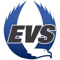 Logo featuring "EVS" with blue wings and an eagle, enhancing brand identity, available at Elevate Your Organization's Culture and Performance With CEEK.